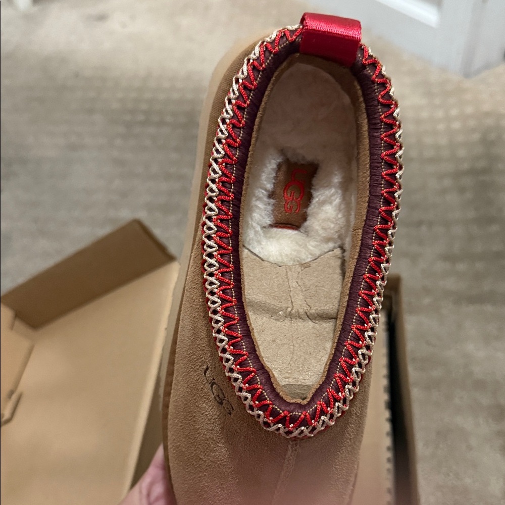 UGG Tan and Red Ankle Boots - Picture 2 of 7